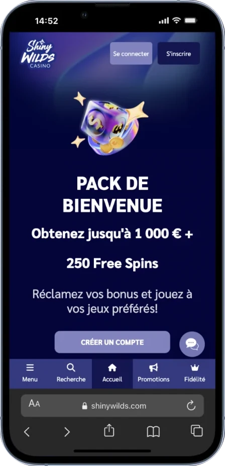 Shiny Wilds Casino mobile application